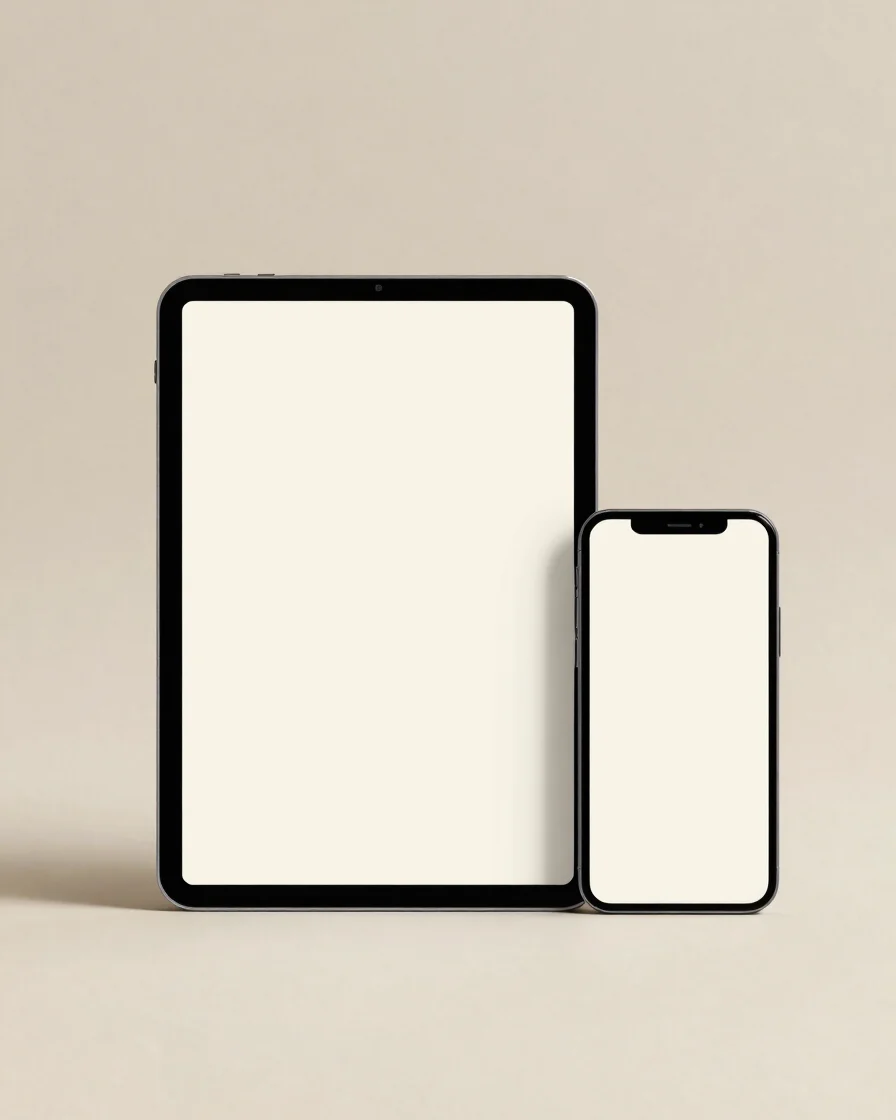 Three-quarter view of a clean ebook cover displayed on a tablet a